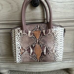 a new day Snake Print Satchel in Cream and Mauve